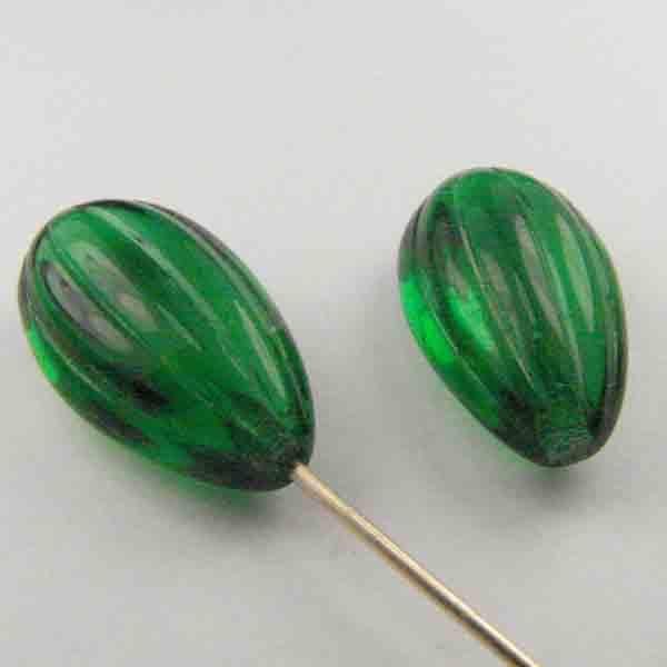 Kelly Green 15x9MM Half Drilled Melon Tear Hatpin Topper