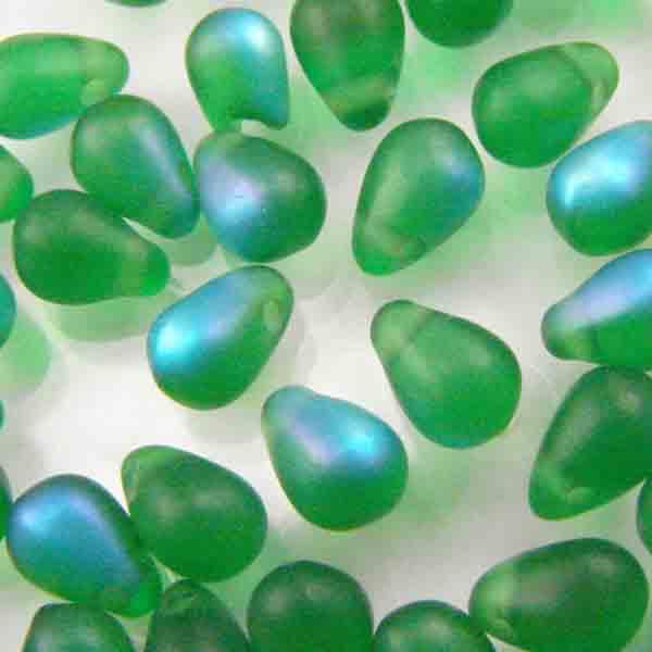 Kelly Green (Smaragd) Matte AB 6x4MM Tear Drop