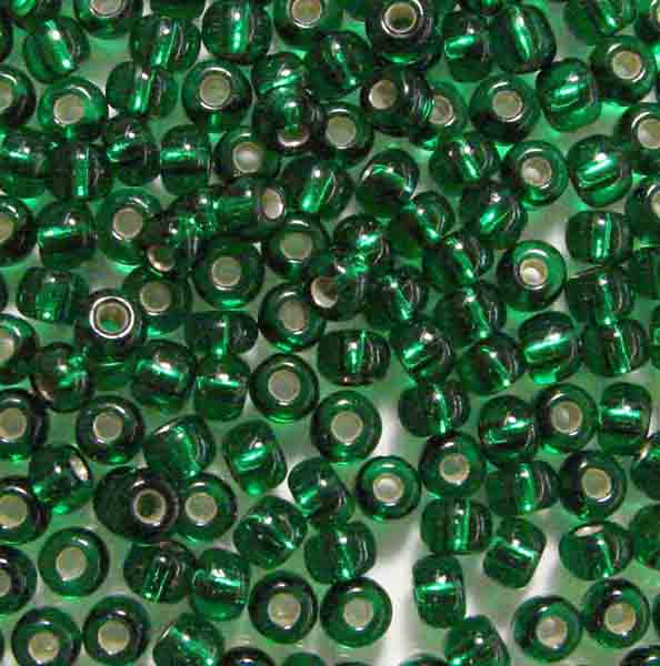 Kelly Green (Smaragd) Silver Lined 6/0 Seed Bead