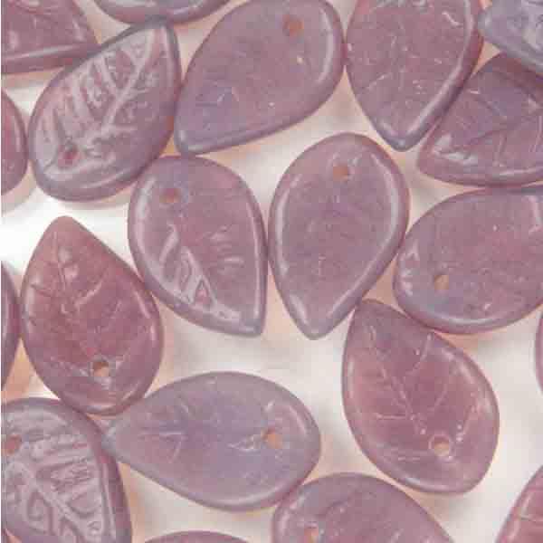 Lavender Opal Leaf 12X8MM Front to Back Hole