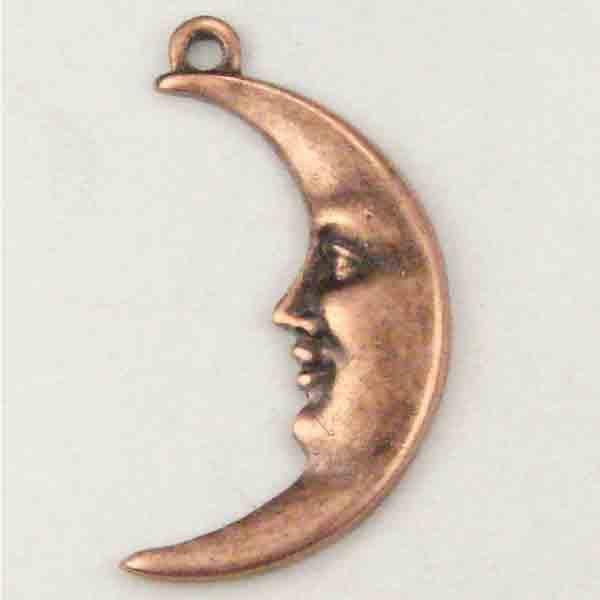 Left Facing Antique Copper Plate 17x10MM Crescent Moon