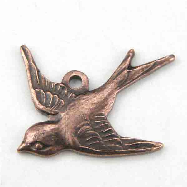 Left Facing Antique Copper Plate 17x15MM Swallow Bird
