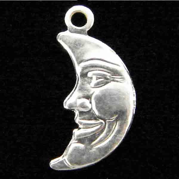 Left Facing Sterling Silver 12X7MM Moon Face