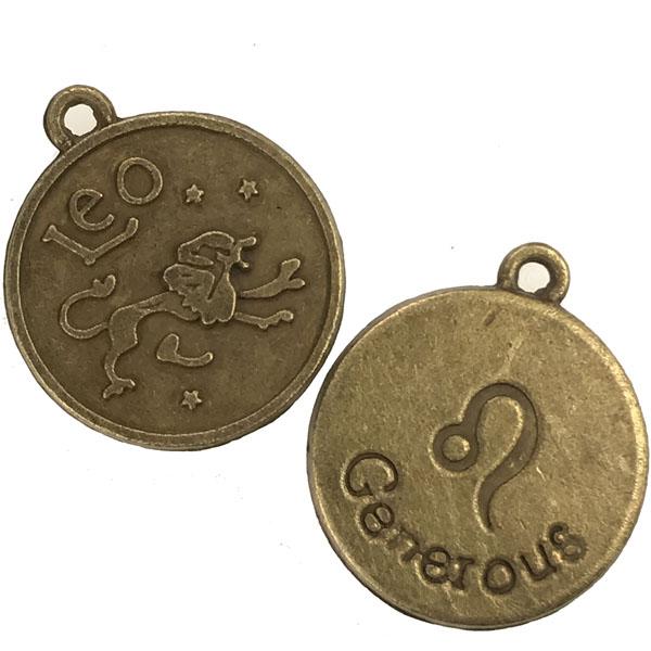 Leo 21MM Antique Brass Plate Coin Pendant