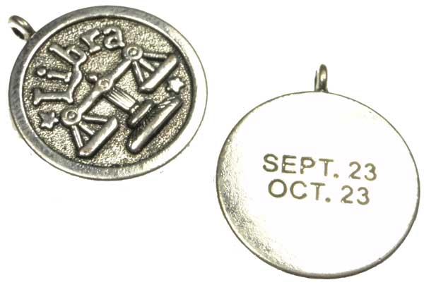 Libra 24MM Antique Silver Plate Coin Pendant