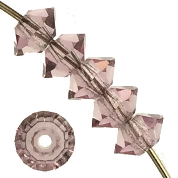 Light Amethyst 5x3MM Flattened Bicone Machine Cut Spaecer Bead