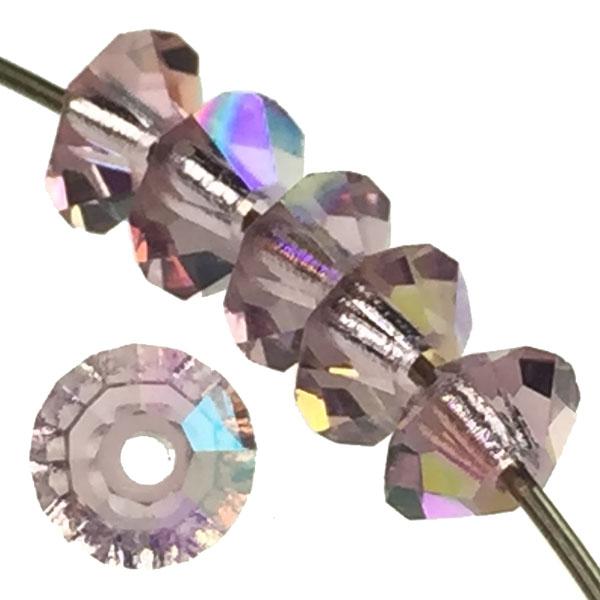 Light Amethyst AB 3x5MM Spacer Machine Cut Crystal Bead