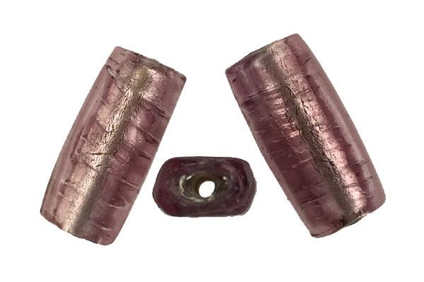 Light Amethyst Silver Foil Lined 25x11MM Rectangle With 2MM Large Hole