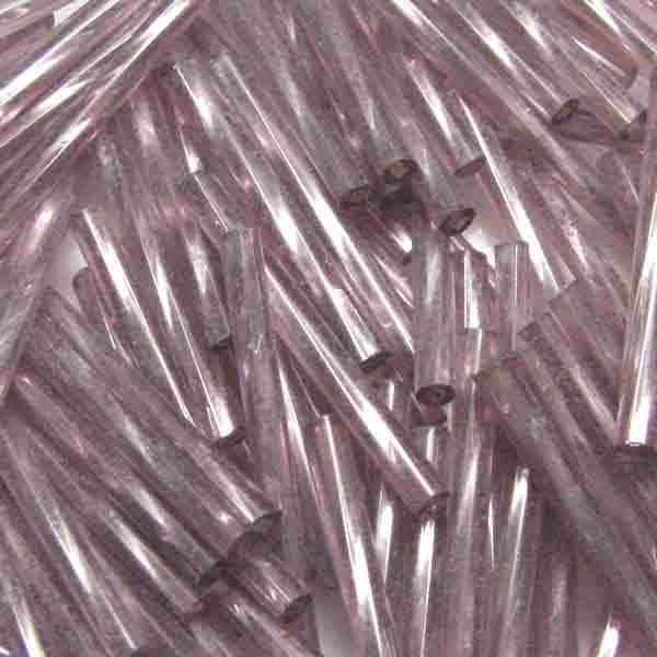 Light Amethyst Silver Lined 25MM Twisted Bugle
