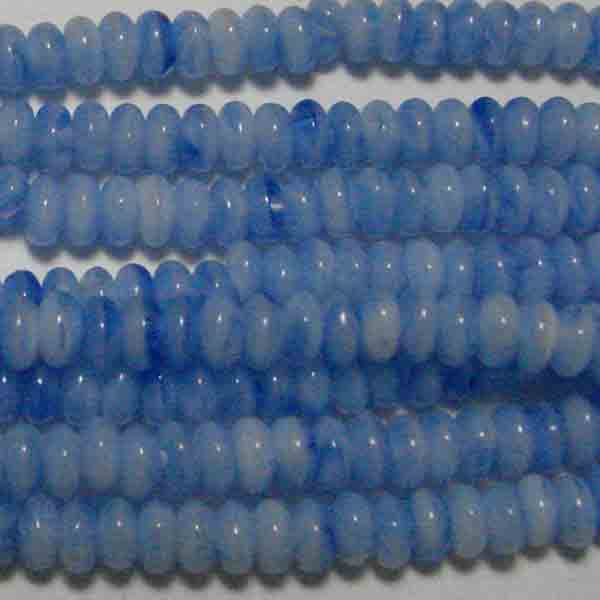 Light Blue/White Mottled Belly Rondelle 4x2MM
