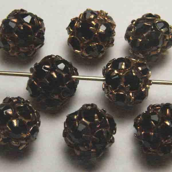 Light Brass Jet 8MM Rhinestone