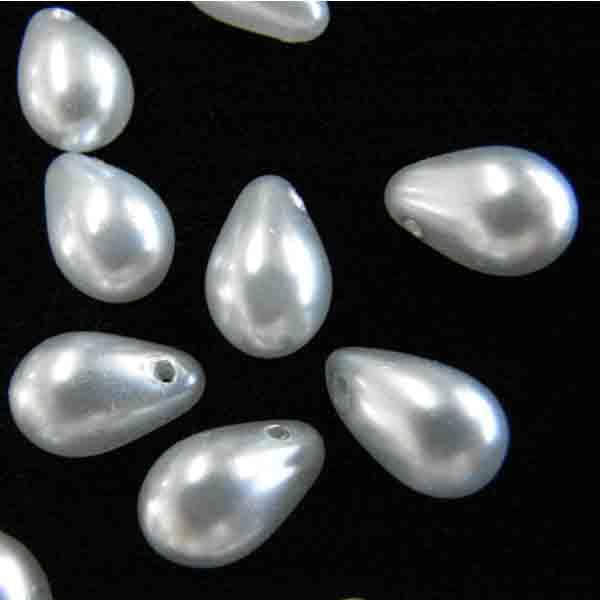 Light Gray Blue Pearl 9x6MM Tear Drop