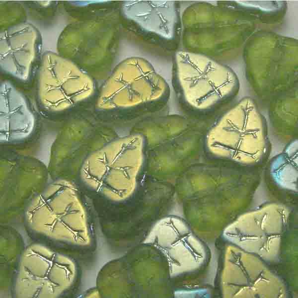 Light Olivine Ab Mat 10X9MM Leaf