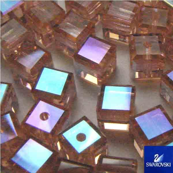 Light Peach Ab 4MM Swarovski 5601 Cube Bead