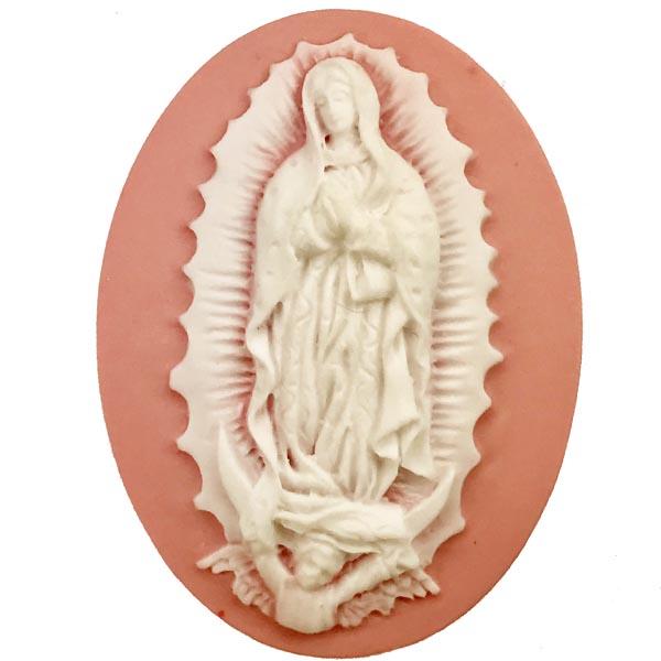 Light Pink With White Guadalupe 40X30MM Cameo