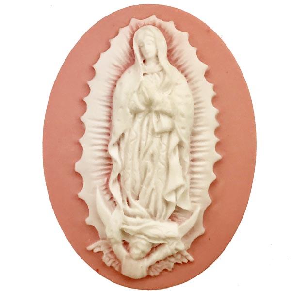 Light Pink With White Guadalupe 40X30MM Cameo