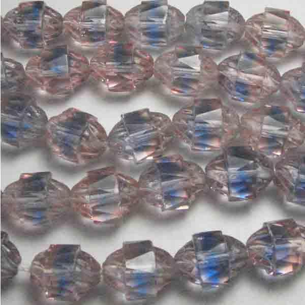 Light Rose With Sapphire 10x8MM Fire Polish Cathedral Oval