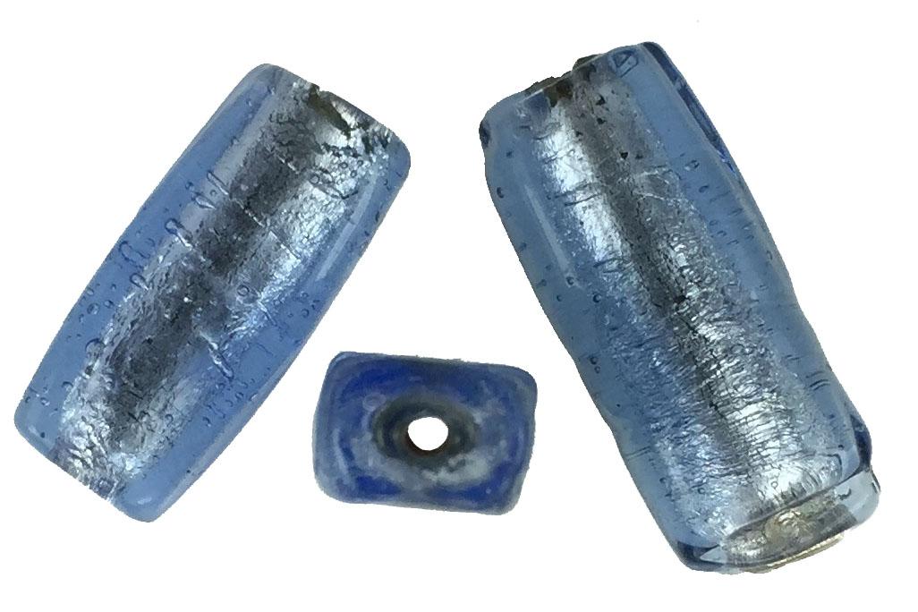 Light Sapphire Silver Foil Lined 25x11MM Rectangle With 2MM Large Hole