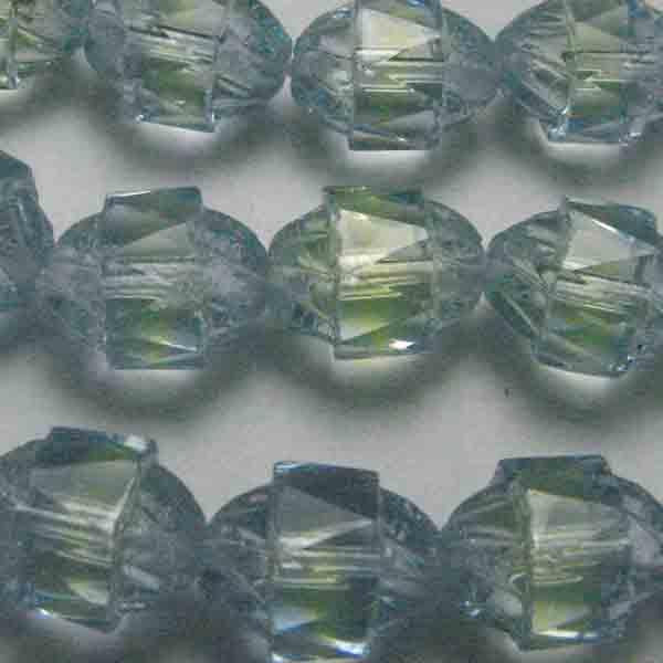 Light Sapphire With Peridot 10x8MM Fire Polish Cathedral Oval