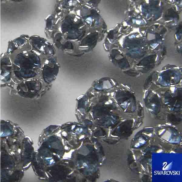 Light Sapphire with Silver 8MM Rhinestone Ball Bead