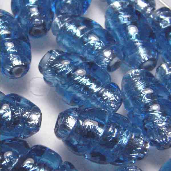 Light Sapphire with Silver Foil 16X9MM Twisted Oval