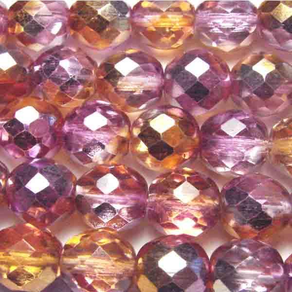 Lilac and Jonquil with Gold 10MM Fire Polish Ball