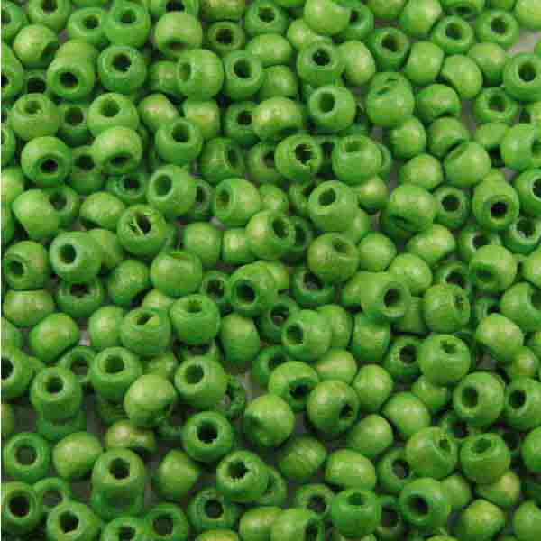 Lime Green Wood Ball 3MM Large Hole