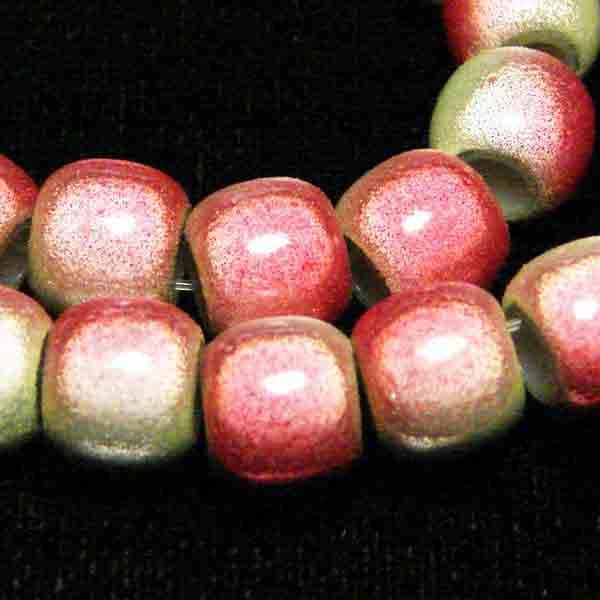 Lime With Red 2 Tone 7x8MM Miracle Crow Bead