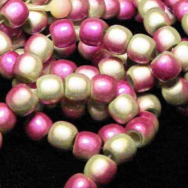 Lime with Hot Pink 2 Tone 7x8MM Miracle Crow Bead