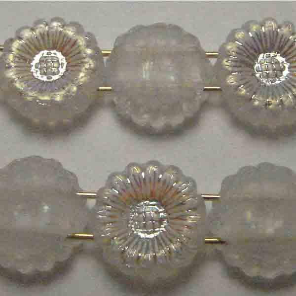 Mat Crystal AB 12MM 2 Hole Sun Flower Spacer