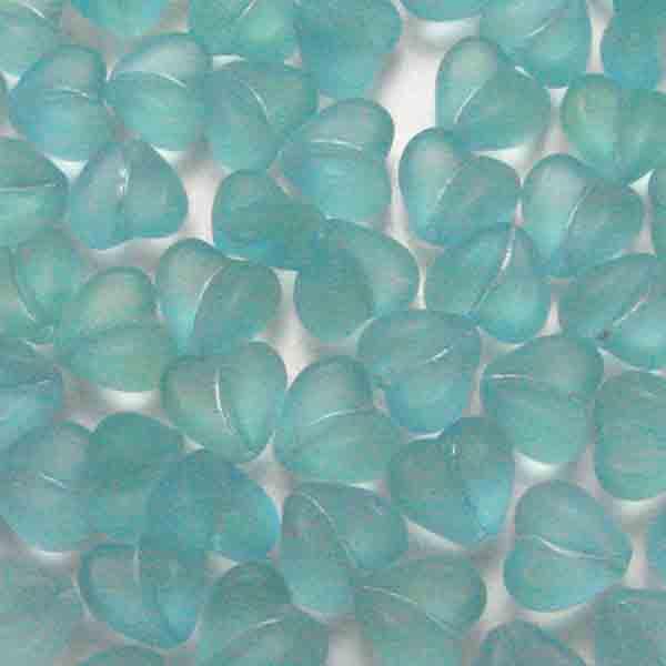 Matte Aqua With Peridot 7MM Creased Heart
