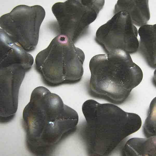 Matte Black Diamond AB 10x12MM Bell Flower
