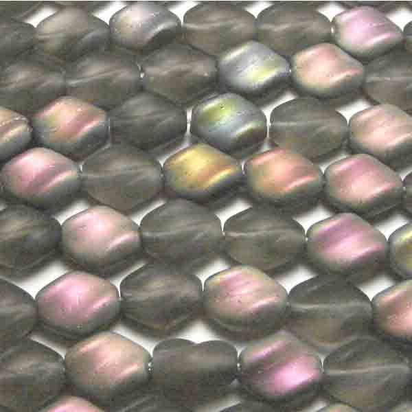 Matte Black Diamond With Vitrail 10X8MM Twisted Oval