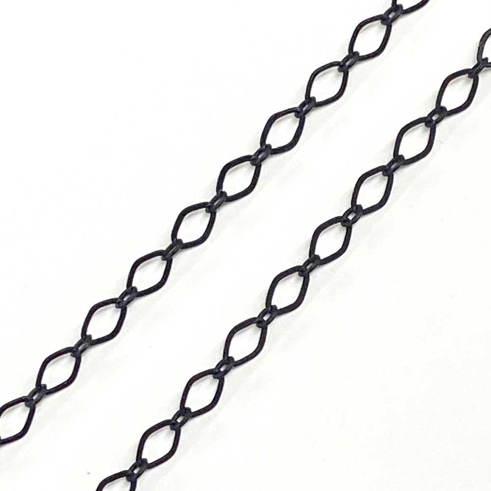 Matte Black Plate 4x3MM Diamond Long Short Cable Chain