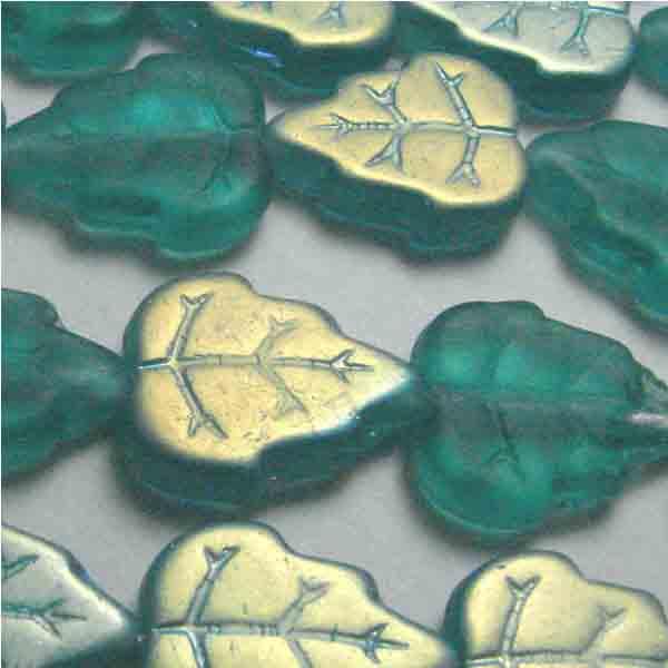 Matte Blue Zircon AB 12x10MM Veined Leaf