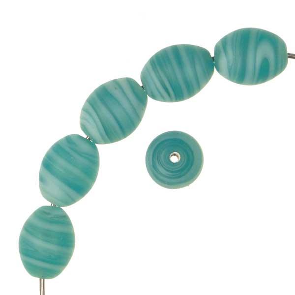 Matte Blue Zircon and White Swirled 13x10MM Oval