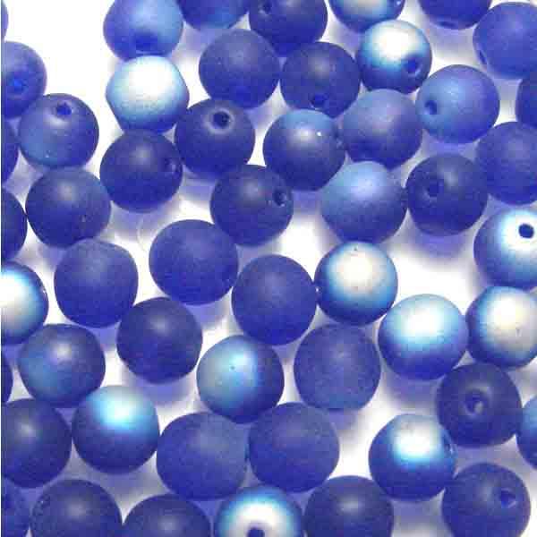 Matte Cobalt AB 6MM Round Druk Ball
