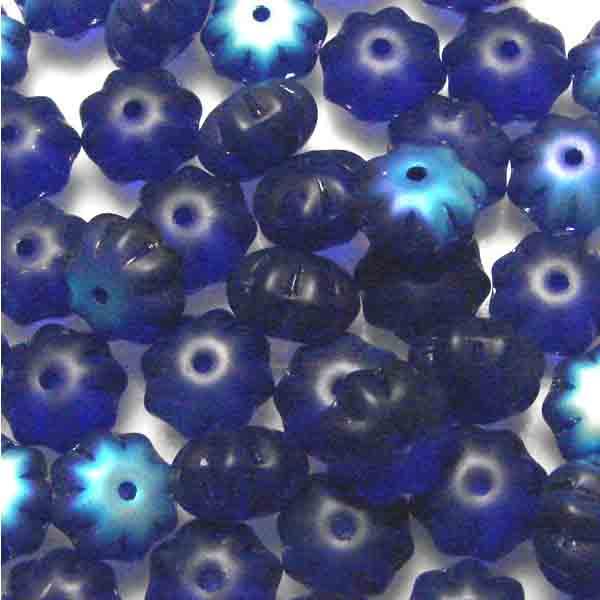 Matte Cobalt AB 6x8MM Melon Rondelle