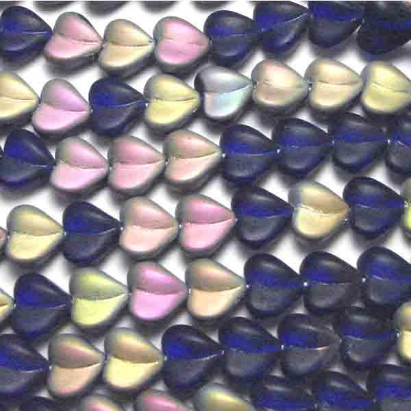 Matte Cobalt Vitrail 7MM Creased Heart