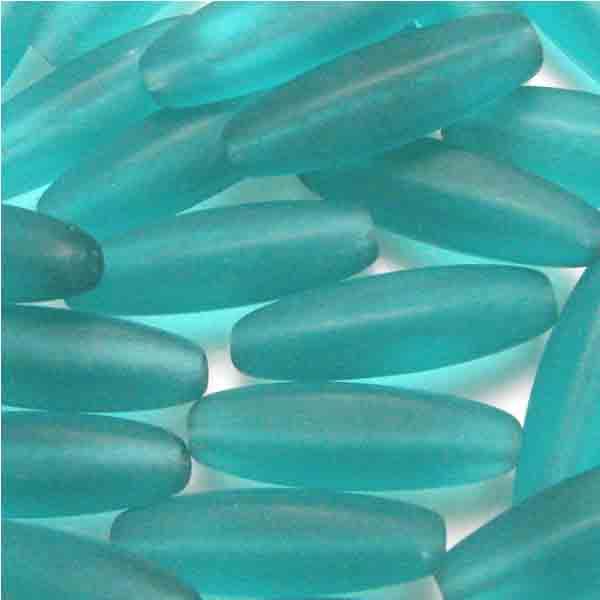 Matte Dark Aqua 22X8MM 6 Sided Long Oval