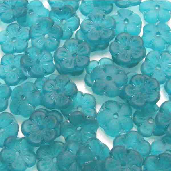 Matte Dark Aqua 2x7MM Flower Blossom