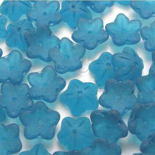 Matte Dark Aqua 7X3MM Flower Rondelle