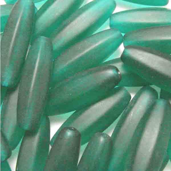 Matte Emerald 22X8MM 6 Sided Long Oval