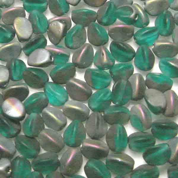 Matte Emerald Vitrail 5MM Pinched Oval