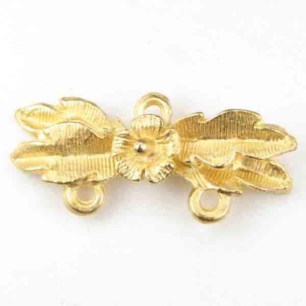 Matte Gold Plate 11x24MM 2 Strand Floral Backbar Connector