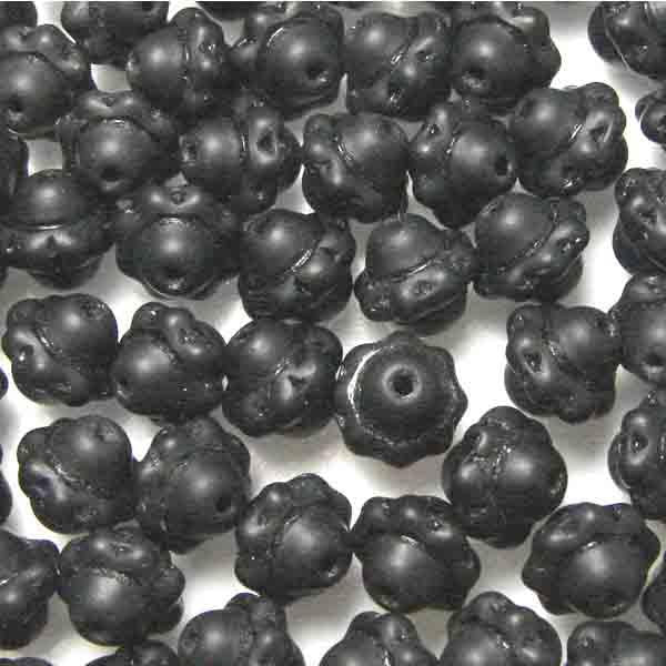 Matte Jet 7MM Beaded Lantern Oval