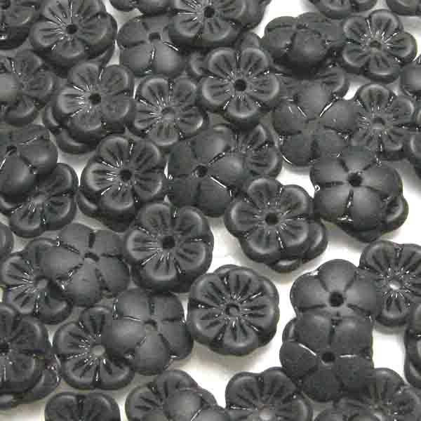 Matte Jet Flower 7MM 2x7MM Flower Blossom