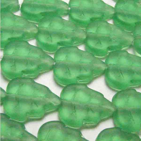 Matte Smaragd Green 12x10MM Veined Leaf