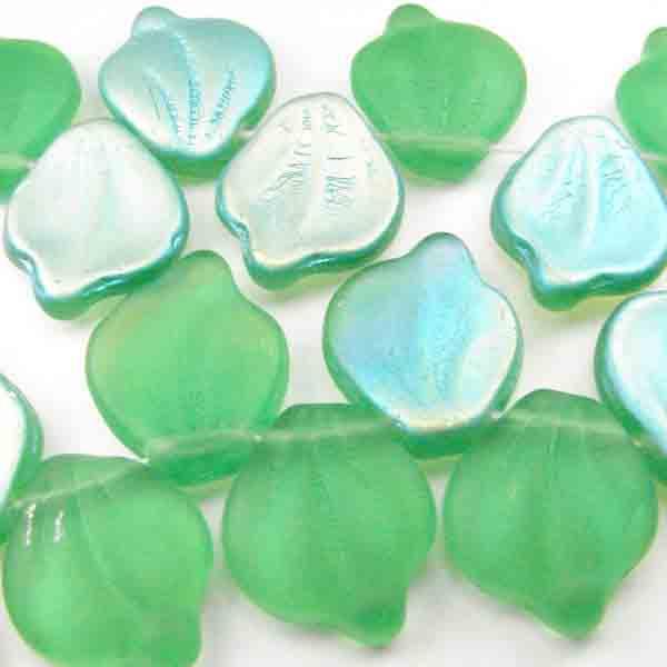Matte Kelly Green AB Leaf 12X14MM