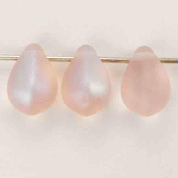 Matte Light Rose AB 9x6MM Tear Drop